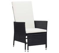vidaXL Chaise Inclinable de Jardin avec Coussins Fauteuil de Patio Chaise d'Extérieur Chaise de Patio Fauteuil de Terrasse Résine Tressée Noir