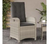 vidaXL Chaise inclinable de jardin – Résine tressée, coussins gris clair