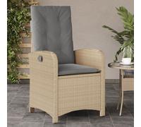 Vidaxl Chaise Inclinable De Jardin Coussins Mélange Beige Poly Rotin