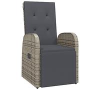 vidaXL Chaise Inclinable de Jardin et Coussin Chaise de Terrasse Chaise de Balcon Chaise d'Extérieur Chaise de Patio Résine Tressée Gris