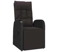 vidaXL Chaise Inclinable de Jardin et Coussin Fauteuil d'Extérieur Chaise de Patio Terrasse Arrière-Cour Robuste Résine Tressée Noir