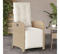 Vidaxl Chaise Inclinable De Jardin Et Repose-Pied Beige Résine Tressée