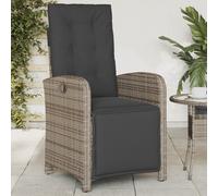 Vidaxl Chaise Inclinable De Jardin Et Repose-Pied Gris Résine Tressée