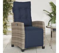 Vidaxl Chaise Inclinable De Jardin Et Repose-Pied Gris Résine Tressée