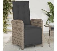 vidaXL Chaise inclinable de jardin et repose-pied gris résine tressée 365187