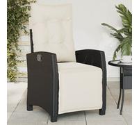 Vidaxl Chaise Inclinable De Jardin Et Repose-Pied Noir Résine Tressée