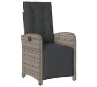 Chaise inclinable de jardin et repose-pied gris résine tressée 365187