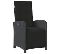 vidaXL Chaise Inclinable de Jardin et Repose-Pied, Sièges avec Coussin, Fauteuils avec Dossier Terrasse, Moderne, Noir Résine Tressée