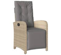 vidaXL Chaise Inclinable de Jardin et Repose-Pied, Sièges avec Coussin, Fauteuils avec Dossier Terrasse, Moderne, Mélange Beige Résine Tressée