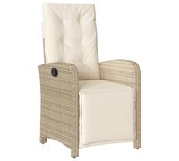 vidaXL Chaise Inclinable de Jardin et Repose-Pied, Sièges avec Coussin, Fauteuils avec Dossier Terrasse, Moderne, Beige Résine Tressée