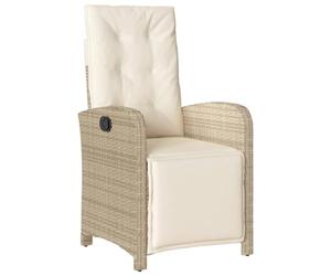 vidaXL Chaise Inclinable de Jardin et Repose-Pied, Sièges avec Coussin, Fauteuils avec Dossier Terrasse, Moderne, Beige Résine Tressée