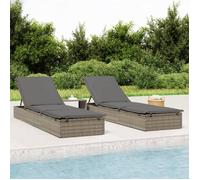 vidaXL Chaise longue avec coussin 201x55x62 cm résine tressée Gris 319631