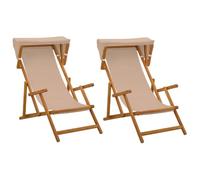 vidaXL Chaise Longue 2 pc 3 Position Bois d'eucalyptus Massif Taupe