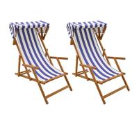 vidaXL Chaise Longue 2 pcs 3 Position Bois d'eucalyptus Massif