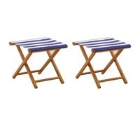 vidaXL Chaise Longue 2 pcs Bois d'eucalyptus Massif Bleu et Blanc, Fauteuil de Jardin, Assise Portable pour Patio, terrasse et Balcon, détente Confortable pour espaces extérieurs