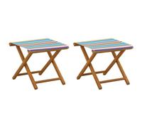 vidaXL Chaise Longue 2 pcs Bois d'eucalyptus Massif Multicolore, Fauteuil de Jardin, Assise Portable pour Patio, terrasse et Balcon, détente Confortable pour espaces extérieurs