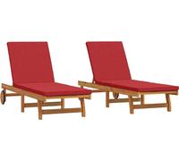 vidaXL Chaise longue 2 pcs Marron 63 x 199 x 85cm Bois massif Acacia