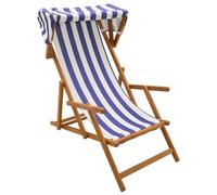 vidaXL Chaise Longue 3 Position Bois d'eucalyptus Massif Bleu et Blanc, Chaise Longue Pliable, mobilier de Jardin résistant, sièges extérieurs en Eucalyptus, détente Garantie