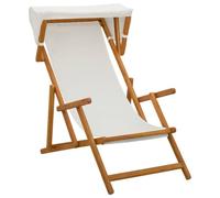 vidaXL Chaise Longue 3 Position Bois d'eucalyptus Massif Crème, Chaise Longue Pliable, mobilier de Jardin résistant, sièges extérieurs en Eucalyptus, détente Garantie