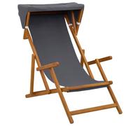 vidaXL Chaise Longue 3 Position Bois d'eucalyptus Massif Gris, Chaise Longue Pliable, mobilier de Jardin résistant, sièges extérieurs en Eucalyptus, détente Garantie
