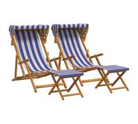 vidaXL Chaise Longue 4 pcs 3 Position Bois d'eucalyptus Massif