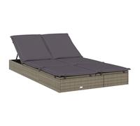Vidaxl Chaise Longue À 2 Places Avec Coussins Gris Résine Tressée