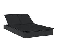Vidaxl Chaise Longue À 2 Places Avec Coussins Noir Résine Tressée