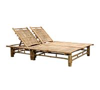 vidaXL Chaise longue 2 places en bambou 200 x 130 cm, dossier réglable marron