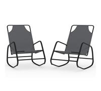 vidaXL Chaise longue à bascule 2 pcs. Gris Acier et Textilène
