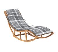 vidaXL Chaise Longue à Bascule avec Coussin Chaise Longue d'Extérieur Transat de Patio Bain de Soleil de Jardin Terrasse Balcon Bois de Teck Solide