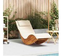 vidaXL Chaise longue à bascule en bois d'acacia massif avec coussin