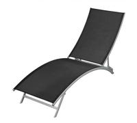 vidaXL Chaise longue Acier et textilène Noir