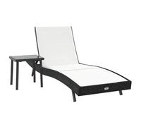 vidaXL Chaise Longue Adjustable Noire et Blanche en Poly rotin 40 x 40,5 cm avec Un Cadre en Acier revêtu de Poudre, résistant aux intempéries. Elle a 5 Positions d'inclinaison, Parfaite pour l'extér
