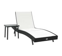 vidaXL Chaise Longue Adjustable Noire et Blanche en Poly rotin 40 x 40,5 cm avec Un Cadre en Acier revêtu de Poudre, résistant aux intempéries. Elle a 5 Positions d'inclinaison, Parfaite pour l'extér