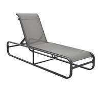 vidaXL Chaise longue en aluminium et textilène H. 36 cm L. 200 cm non pliable, non empilable Gris G