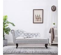 vidaXL Chaise longue Argenté Similicuir Argent G