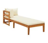 1317&jardin Chaise Longue Avec 1 Accoudoir - Chaise De Jardin Chaise De Relaxation - Blanc Crème Bois D'acacia Solide Blanc