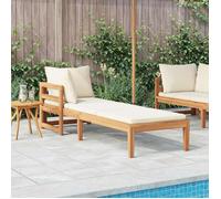 vidaXL Chaise longue avec 1 accoudoir Blanc crème Bois d'acacia solide