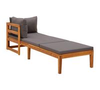 Vidaxl Chaise Longue Avec 1 Accoudoir Gris Foncé Bois D'acacia Solide Gris