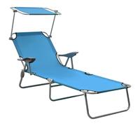 Vidaxl Chaise Longue Avec Auvent Acier Bleu