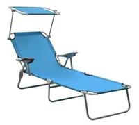 vidaXL Chaise longue avec auvent acier bleu310336 Bleu G