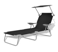 Vidaxl Chaise Longue Avec Auvent Acier Noir