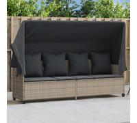 vidaXL Chaise Longue avec Auvent et Coussins, Siège de Patio, Bain de Soleil, Transat de Jardin Terrasse Arrière-cour, Gris 368358