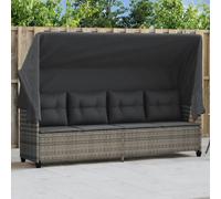 Vidaxl Chaise Longue Avec Auvent Et Coussins Gris Résine Tressée