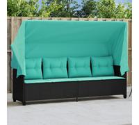 Vidaxl Chaise Longue Avec Auvent Et Coussins Noir Résine Tressée