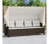 vidaXL Chaise Longue avec Auvent et Coussins, Siège avec Dossier, Transat avec Housse Jardin Terrasse Patio, Moderne, Marron 368336 Marron G