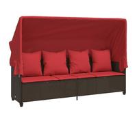 Vidaxl Chaise Longue Avec Auvent Et Coussins Marron Résine Tressée