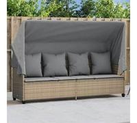 vidaXL Chaise Longue avec Auvent et Coussins, Siège avec Dossier, Transat avec Housse Jardin Terrasse Patio, Moderne, Beige 368356 Beige G