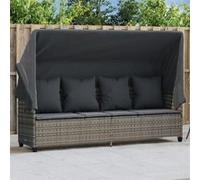 vidaXL Chaise Longue avec Auvent et Coussins, Siège avec Dossier, Transat avec Housse Jardin Terrasse Patio, Moderne, Gris 368355 Gris G