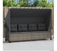 vidaXL Chaise Longue avec Auvent et Coussins, Siège avec Dossier, Transat avec Housse Jardin Terrasse Patio, Moderne, Gris 368337